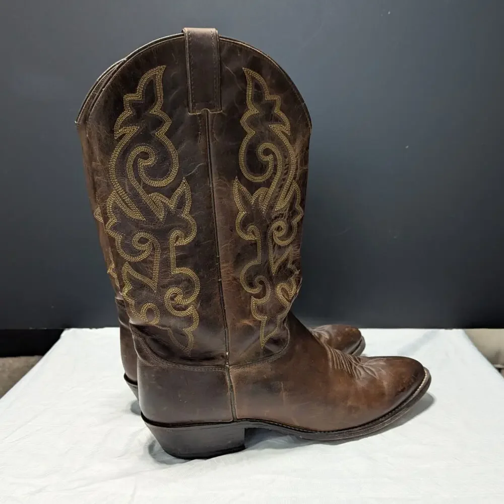 Justin Bay Apache Western Boots 2253 Brown Leather Cowboy Mens 12 Extra Wide